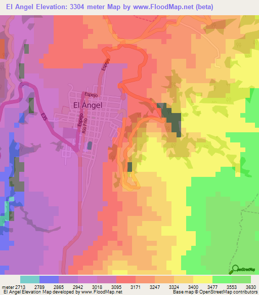 El Angel,Ecuador Elevation Map