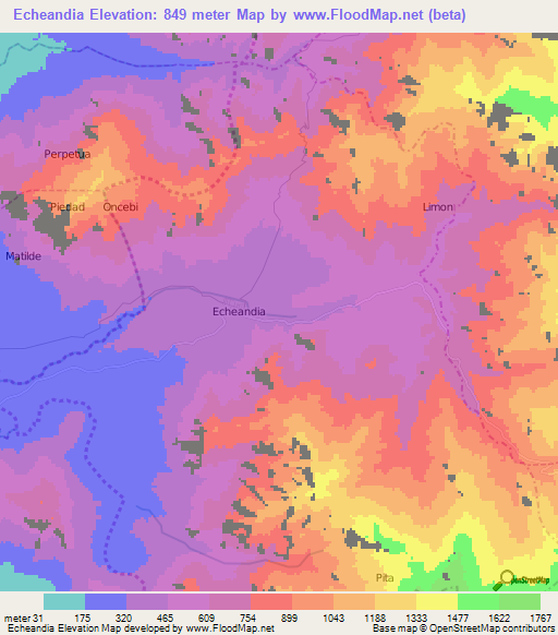 Echeandia,Ecuador Elevation Map