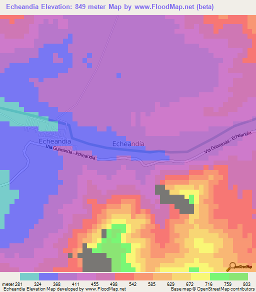 Echeandia,Ecuador Elevation Map