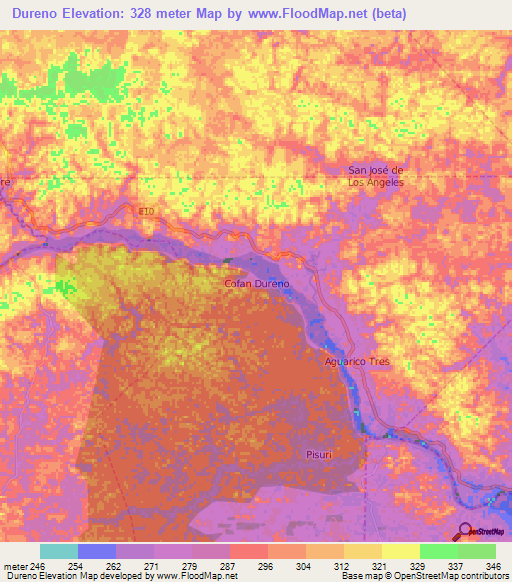 Dureno,Ecuador Elevation Map