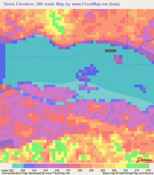 Derna,Ecuador Elevation Map