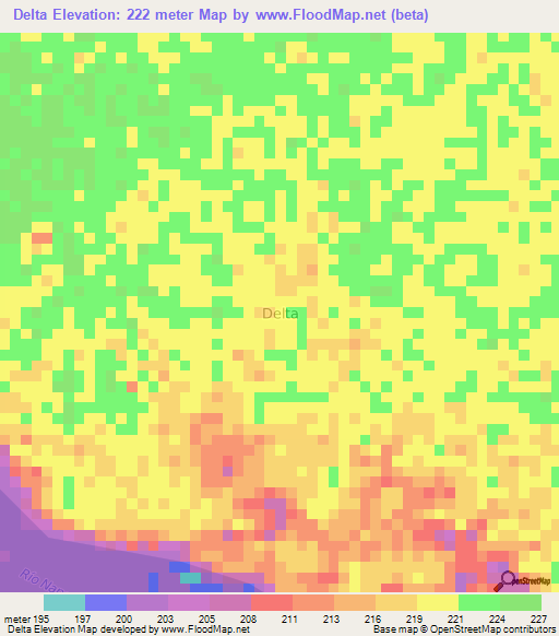 Delta,Ecuador Elevation Map