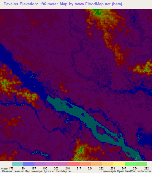 Davalos,Ecuador Elevation Map