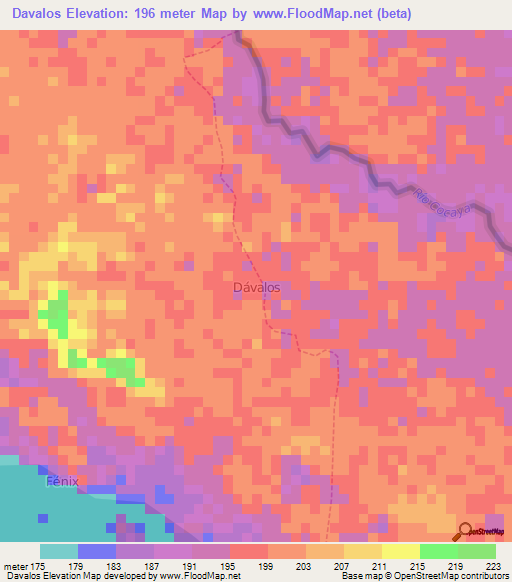 Davalos,Ecuador Elevation Map