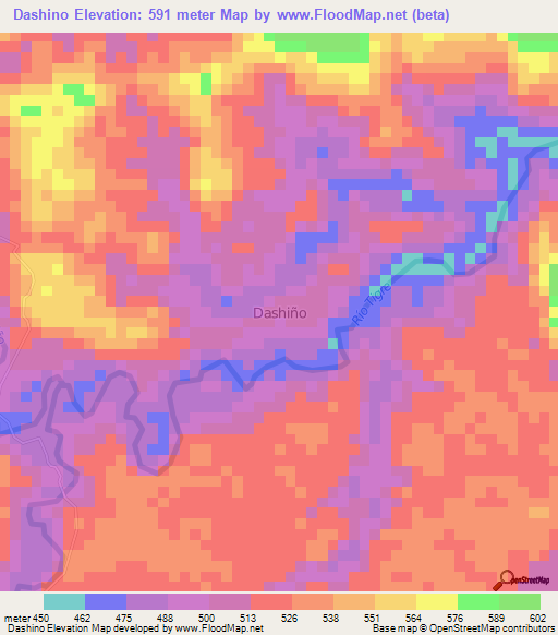 Dashino,Ecuador Elevation Map