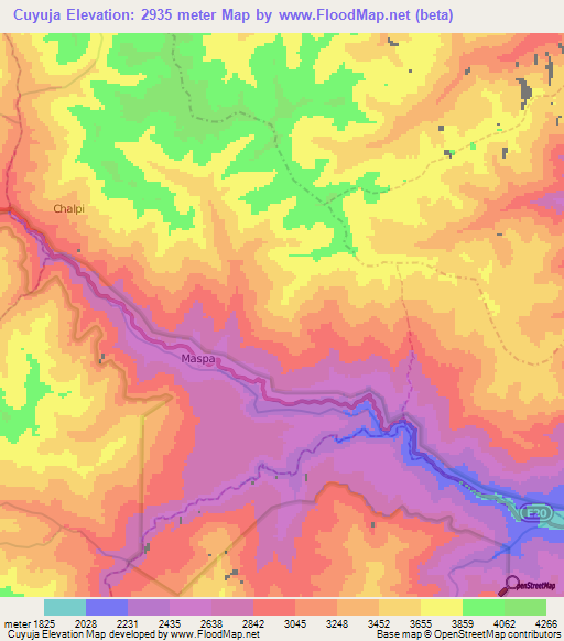 Cuyuja,Ecuador Elevation Map