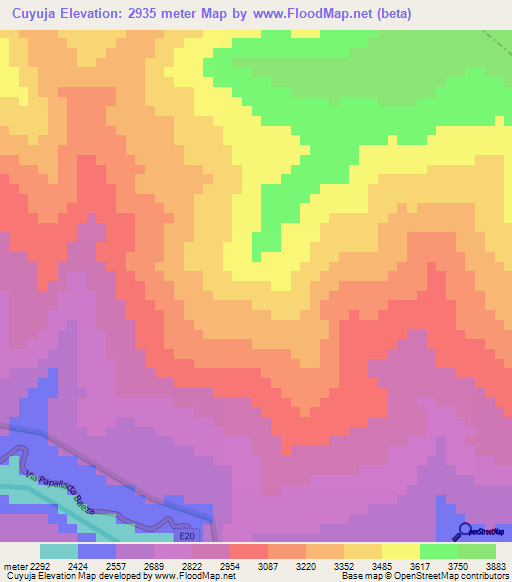 Cuyuja,Ecuador Elevation Map