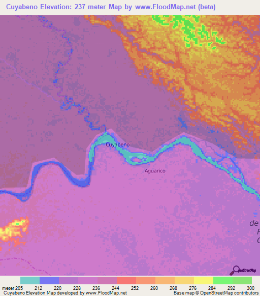 Cuyabeno,Ecuador Elevation Map