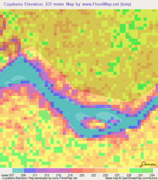 Cuyabeno,Ecuador Elevation Map