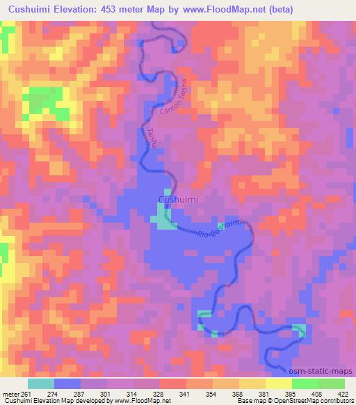 Cushuimi,Ecuador Elevation Map