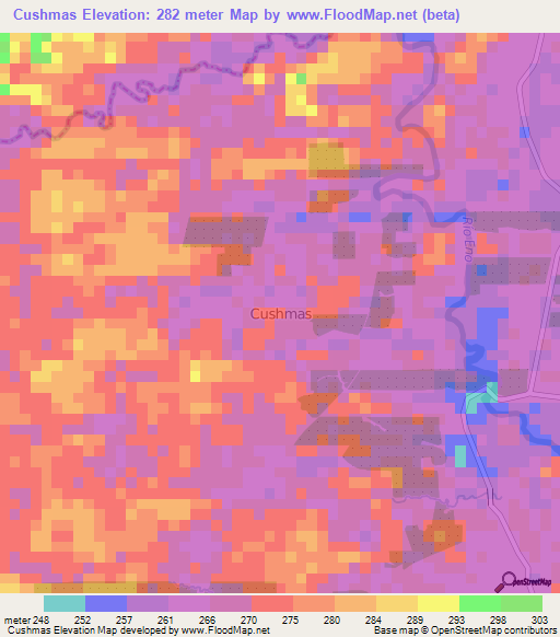 Cushmas,Ecuador Elevation Map