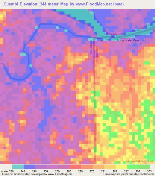 Cuembi,Ecuador Elevation Map