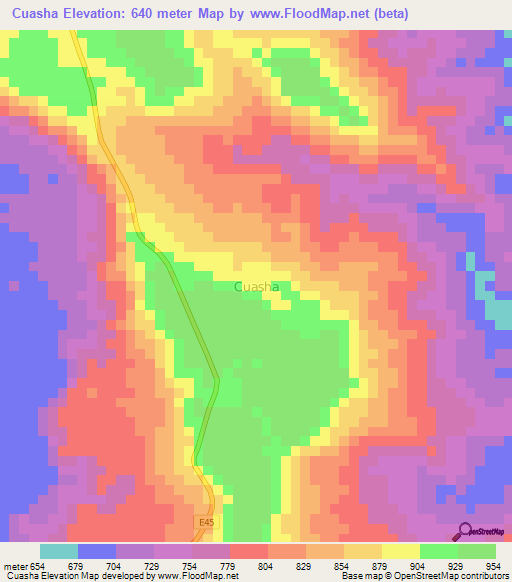 Cuasha,Ecuador Elevation Map