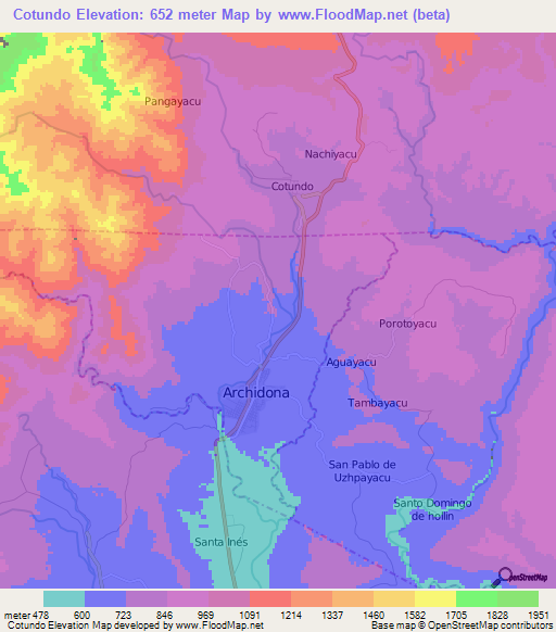 Cotundo,Ecuador Elevation Map