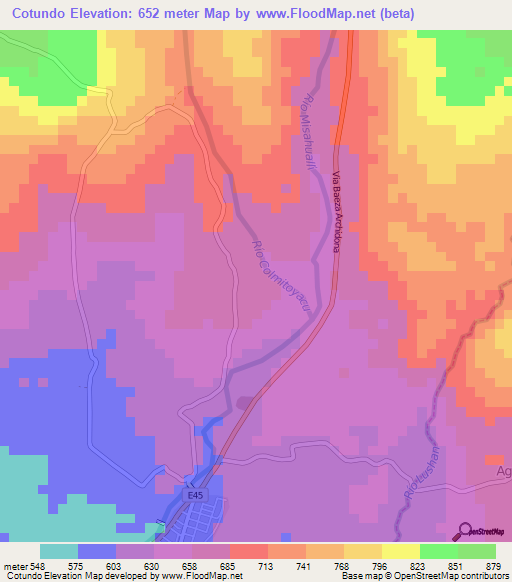 Cotundo,Ecuador Elevation Map