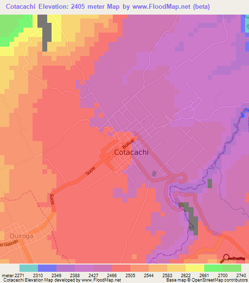 Cotacachi,Ecuador Elevation Map