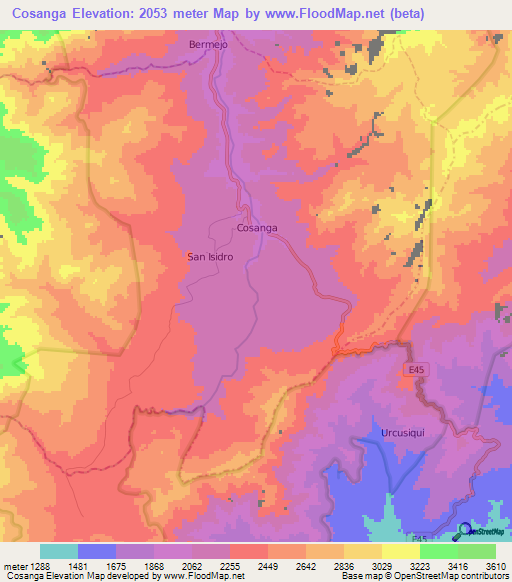 Cosanga,Ecuador Elevation Map