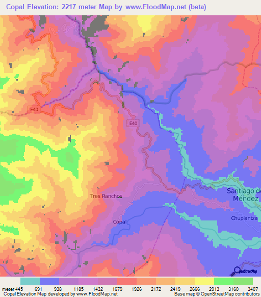 Copal,Ecuador Elevation Map