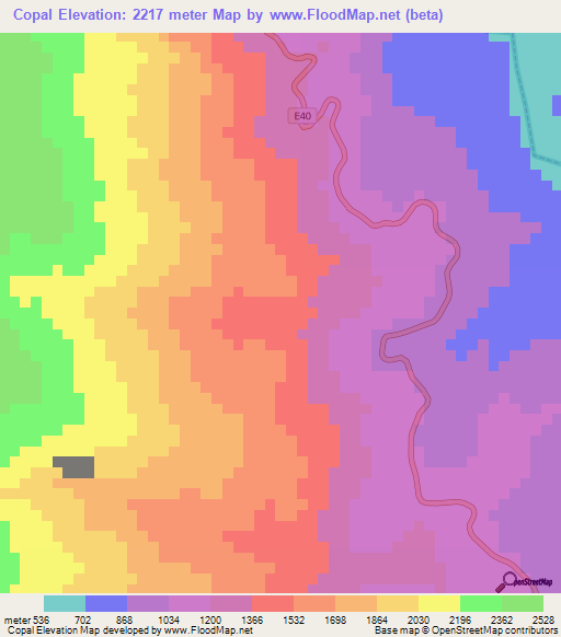 Copal,Ecuador Elevation Map