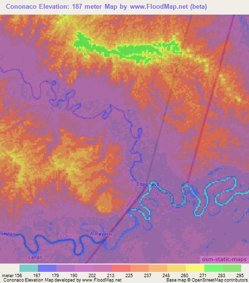 Cononaco,Ecuador Elevation Map