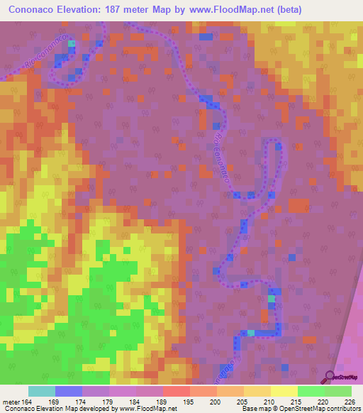 Cononaco,Ecuador Elevation Map