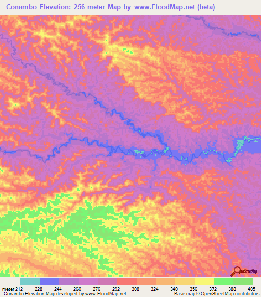 Conambo,Ecuador Elevation Map