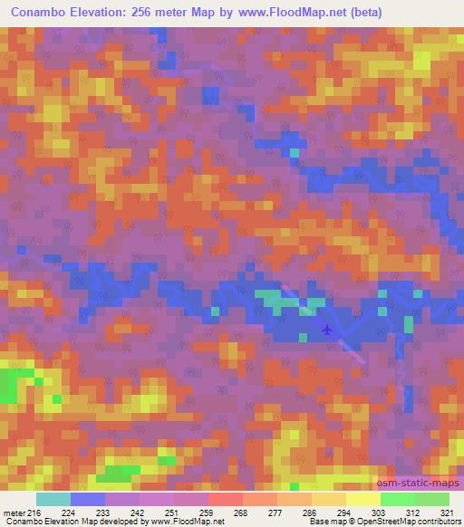 Conambo,Ecuador Elevation Map