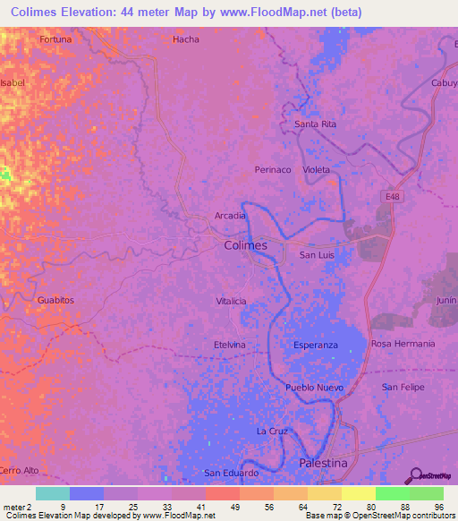 Colimes,Ecuador Elevation Map