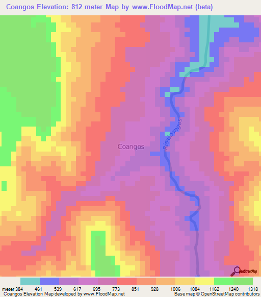 Coangos,Ecuador Elevation Map