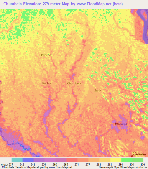 Chumbela,Ecuador Elevation Map