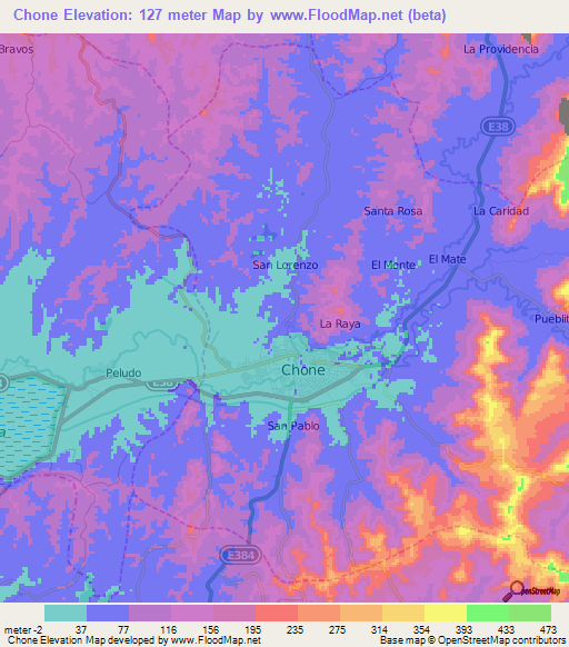 Chone,Ecuador Elevation Map