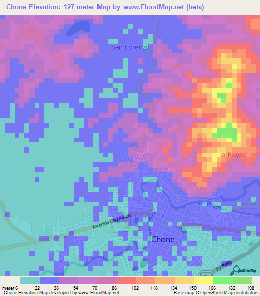 Chone,Ecuador Elevation Map