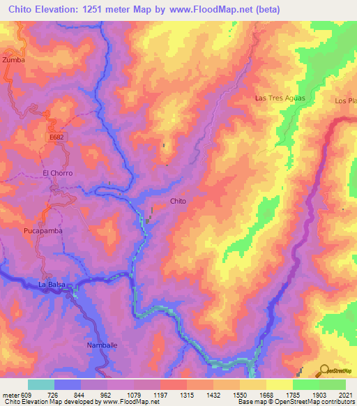 Chito,Ecuador Elevation Map