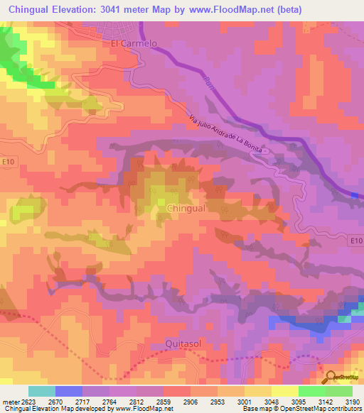 Chingual,Ecuador Elevation Map