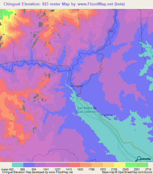 Chingual,Ecuador Elevation Map