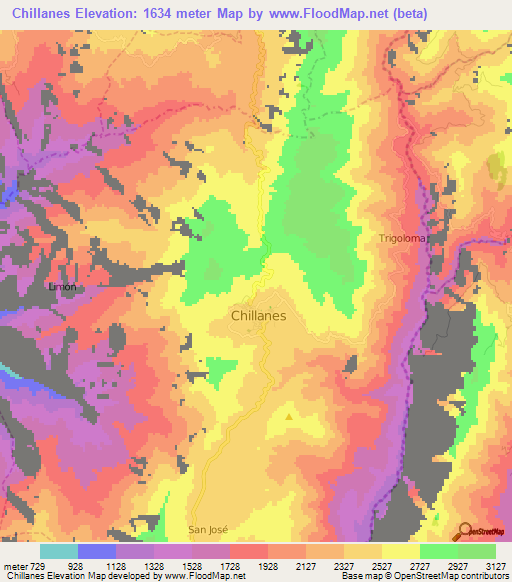 Chillanes,Ecuador Elevation Map