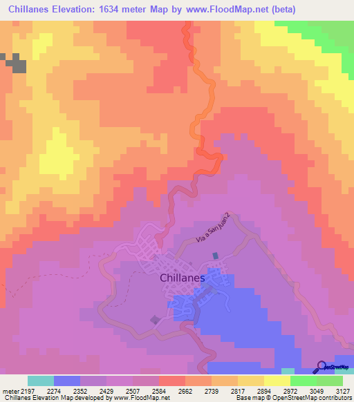 Chillanes,Ecuador Elevation Map