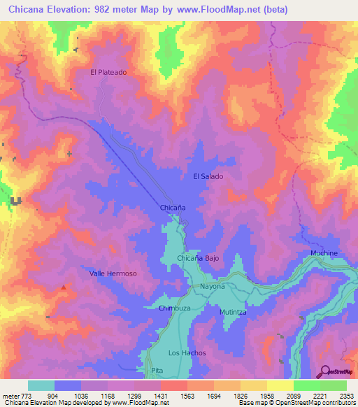 Chicana,Ecuador Elevation Map