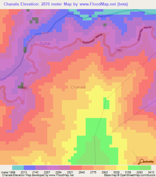 Chanala,Ecuador Elevation Map