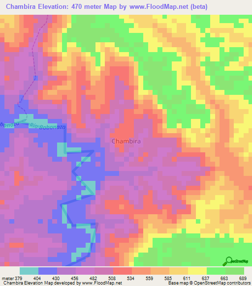 Chambira,Ecuador Elevation Map