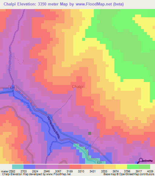 Chalpi,Ecuador Elevation Map