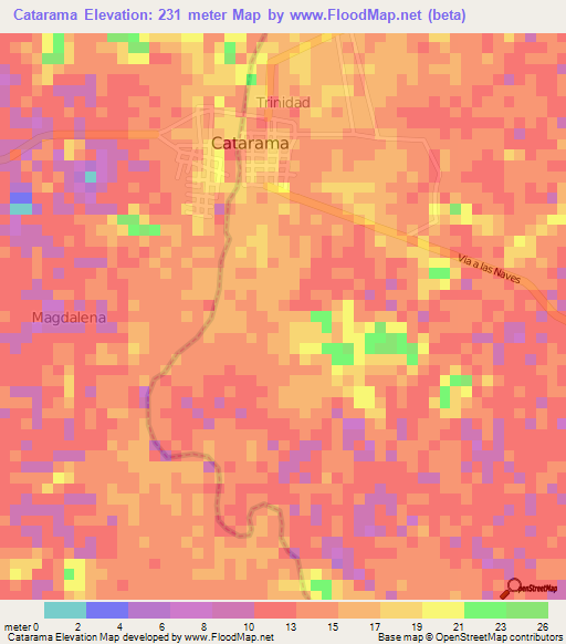 Catarama,Ecuador Elevation Map