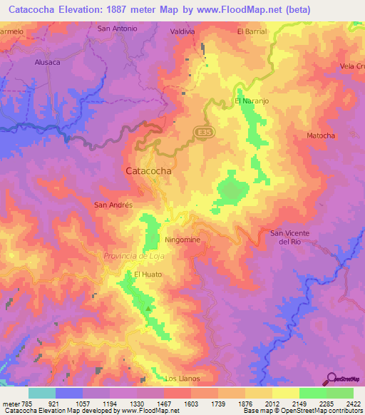 Catacocha,Ecuador Elevation Map