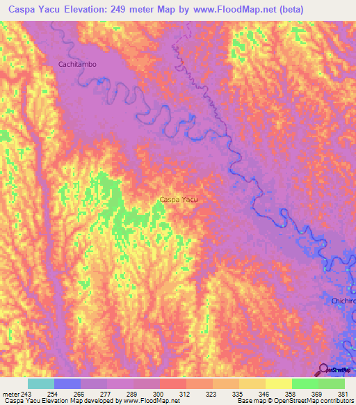 Caspa Yacu,Ecuador Elevation Map