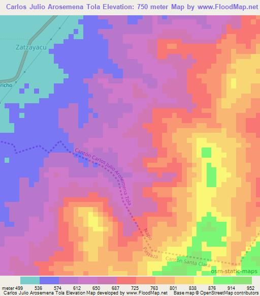 Carlos Julio Arosemena Tola,Ecuador Elevation Map