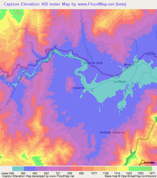 Capizun,Ecuador Elevation Map