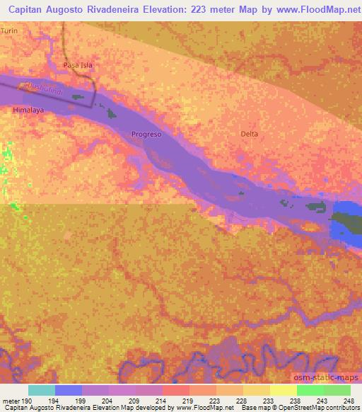 Capitan Augosto Rivadeneira,Ecuador Elevation Map