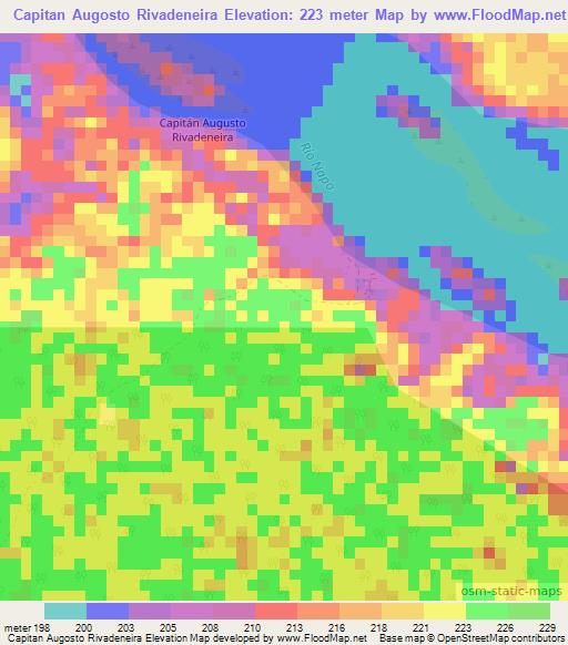 Capitan Augosto Rivadeneira,Ecuador Elevation Map