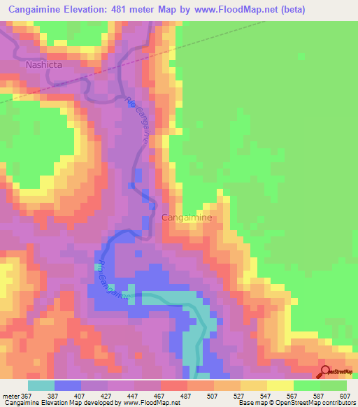 Cangaimine,Ecuador Elevation Map