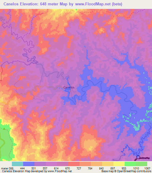 Canelos,Ecuador Elevation Map